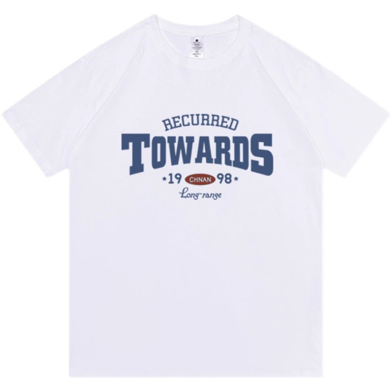 夏半袖Tシャツカップルトレンドプリントコーディネート自在丸首Tシャツ/アメリカンヴィンテージa字ミニスカート夏ハイウエストデザイン感ストレッチギャルヒップを包むミニスカートデニムスカート番号ZT354