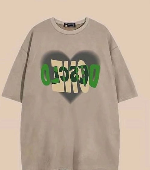 夏服Tシャツ2023新作夏のトレンド衝突しないシャツカップル半袖上着/夏ストレートゆったりトレンドブランドウォッシュカーゴパンツアメリカ風ビンテージトレンドワイドレッグロングパンツ番号ZT375