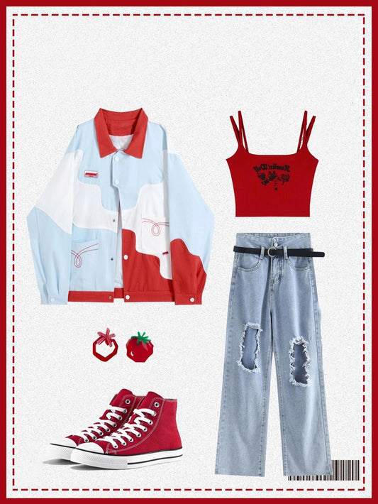 アメリカ復古風切替ラペル街頭ゆったりbfカジュアルジャケットコートレディース秋/ハイウエストデニムスリムパンツ女性ゆったりコーディネート自在細身ストレートワイドパンツオシャレ番号ZT448