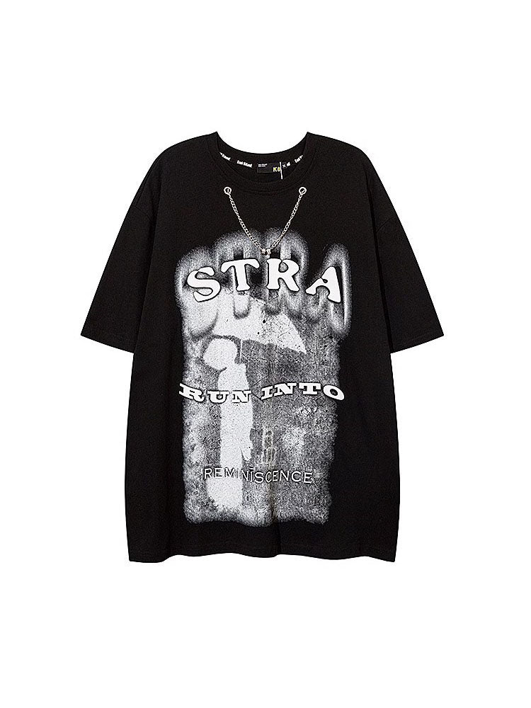 2023夏アメリカンヴィンテージoversizeカップル半袖Tシャツ/2023年夏韓国ニッチデザインワイドレッグジーンズ番号ZT173