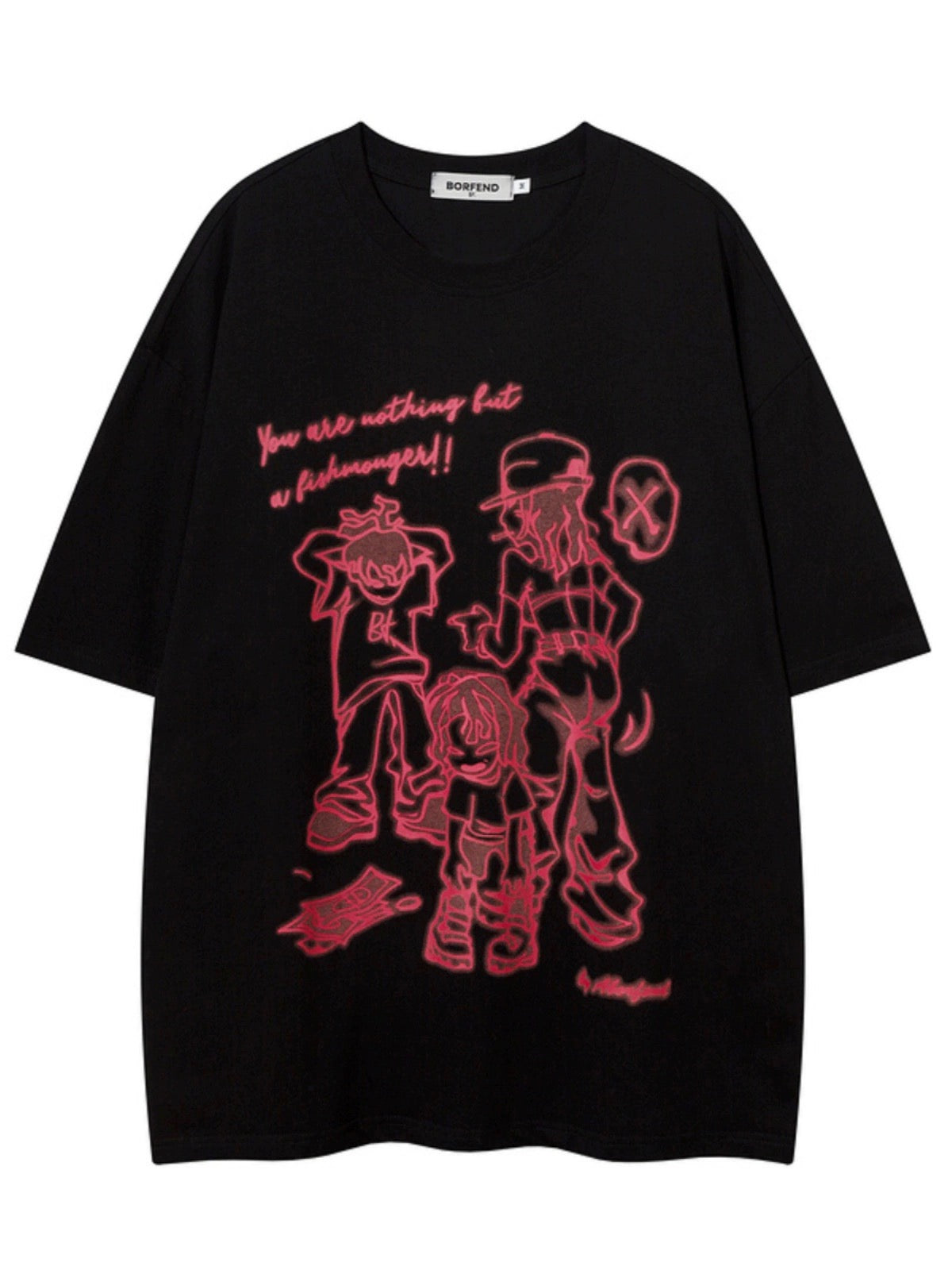 アメリカンストリートhiphop半袖プリント丸首Tシャツ2023夏新作半袖/ハイウエストデニムスカート女性春夏2023新作ミディアムロングタイプブラックスカートドレープA字スカート番号ZT359