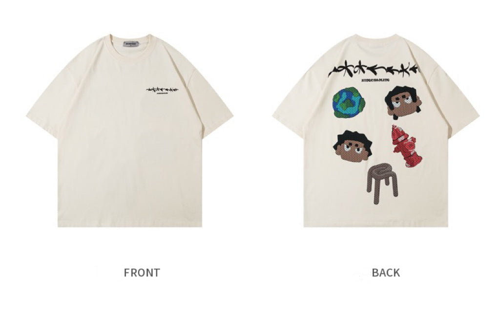 2023夏漫画半袖Tシャツ/夏のカーゴルーズパンツ番号ZT76