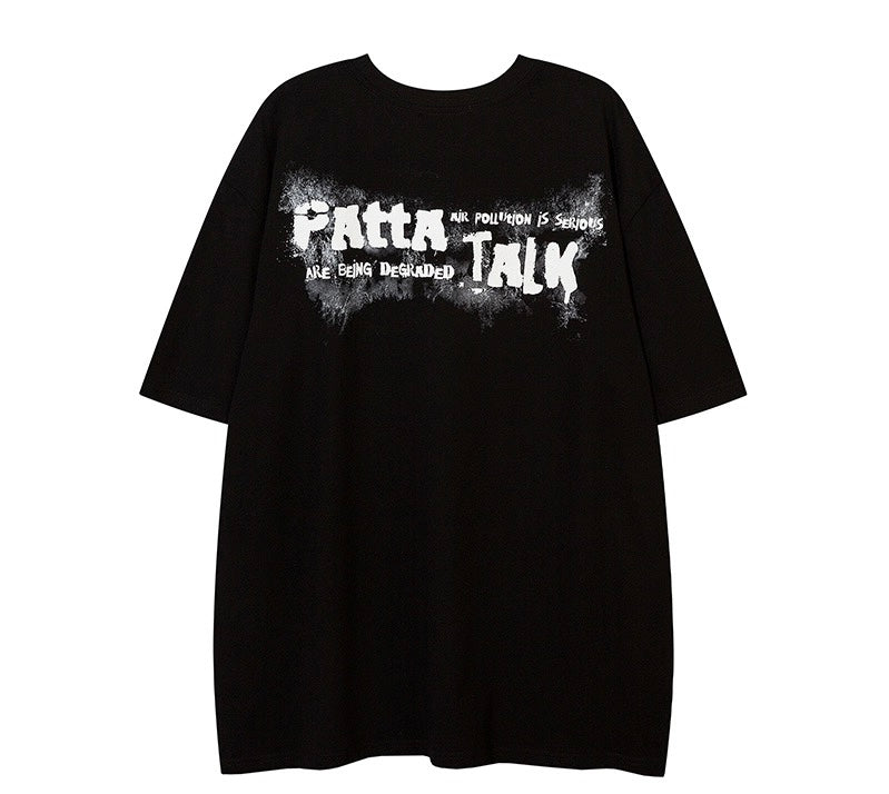 夏アメリカ風ストリートブラックカラスプリント半袖Tシャツbfゆったりoversize個性的な上着/ブラックスタージーンズレディーアメリカンヴィンテージミニパンツハイウエスト着痩せストレートゆったり薄手ワイドパンツ番号ZT462