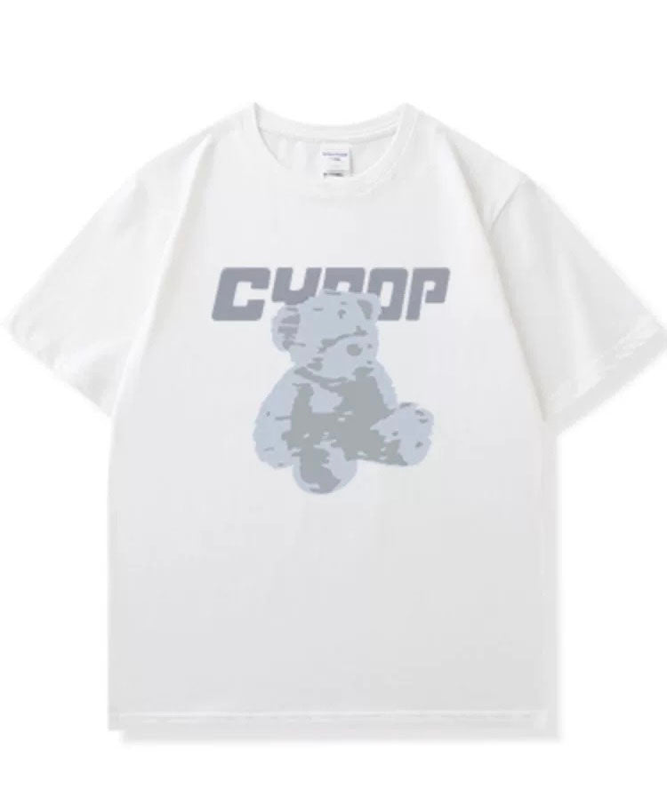 レディースブルーデニムジャケットレディースストライプ切替ジャケットフェイクレイヤード/熊ちゃん半袖Tシャツレディース新作insトレンドアメリカ風ゆったりトレンド夏純綿カップル上着/ハイウエストワイドレッグジーンズ女性新作着痩せ高ドレープ感ゆったりストレートパンツ番号ZT343