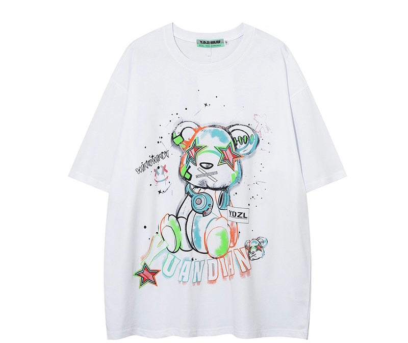夏アメリカ風ストリートヒップホップカップルゆったり半袖Tシャツ番号ZT164