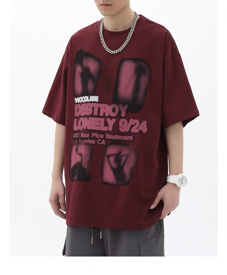 オリジナルプリントoversize半袖Tシャツ男女夏新作ゆったりカジュアルカップルTシャツ番号ZT578