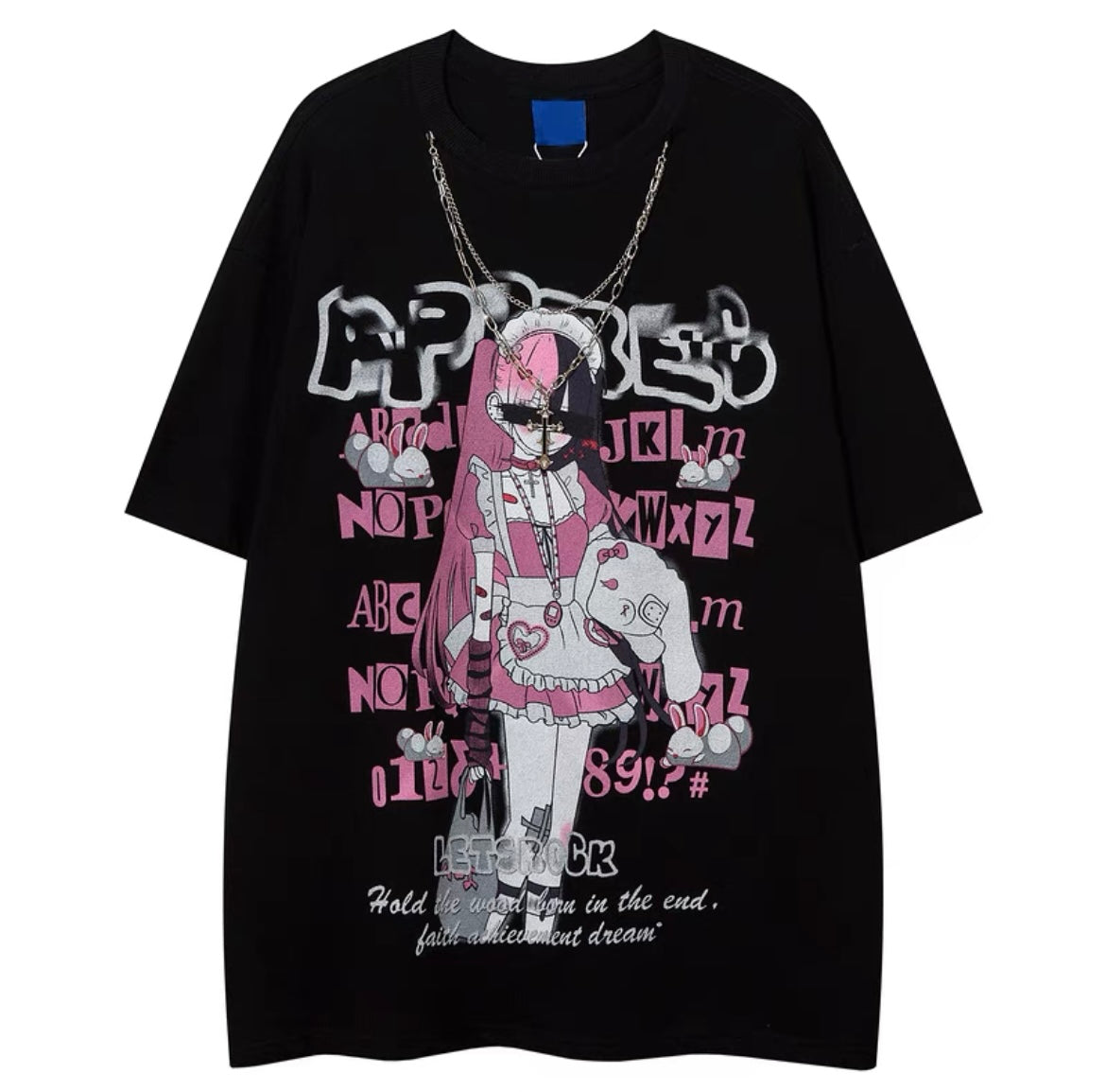 半袖Tシャツ女夏新作アメリカンヴィンテージガーリーネックレス純綿コーディネート自在半袖上着 アメリカ風のビンテージジーンズ女夏ピンク小衆着痩せストレートパンツ番号ZT222