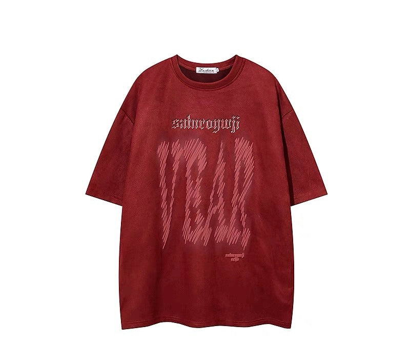 夏欧米ヒップスエードスエード丸首半袖TシャツトレンドブランドゆったりカップルカジュアルTシャツ ハイストリートブラックジーンズメンズinsアメリカ復古コーディネート自在ゆったりストレートファスナーデザイン感覚ロングパンツ番号ZT242