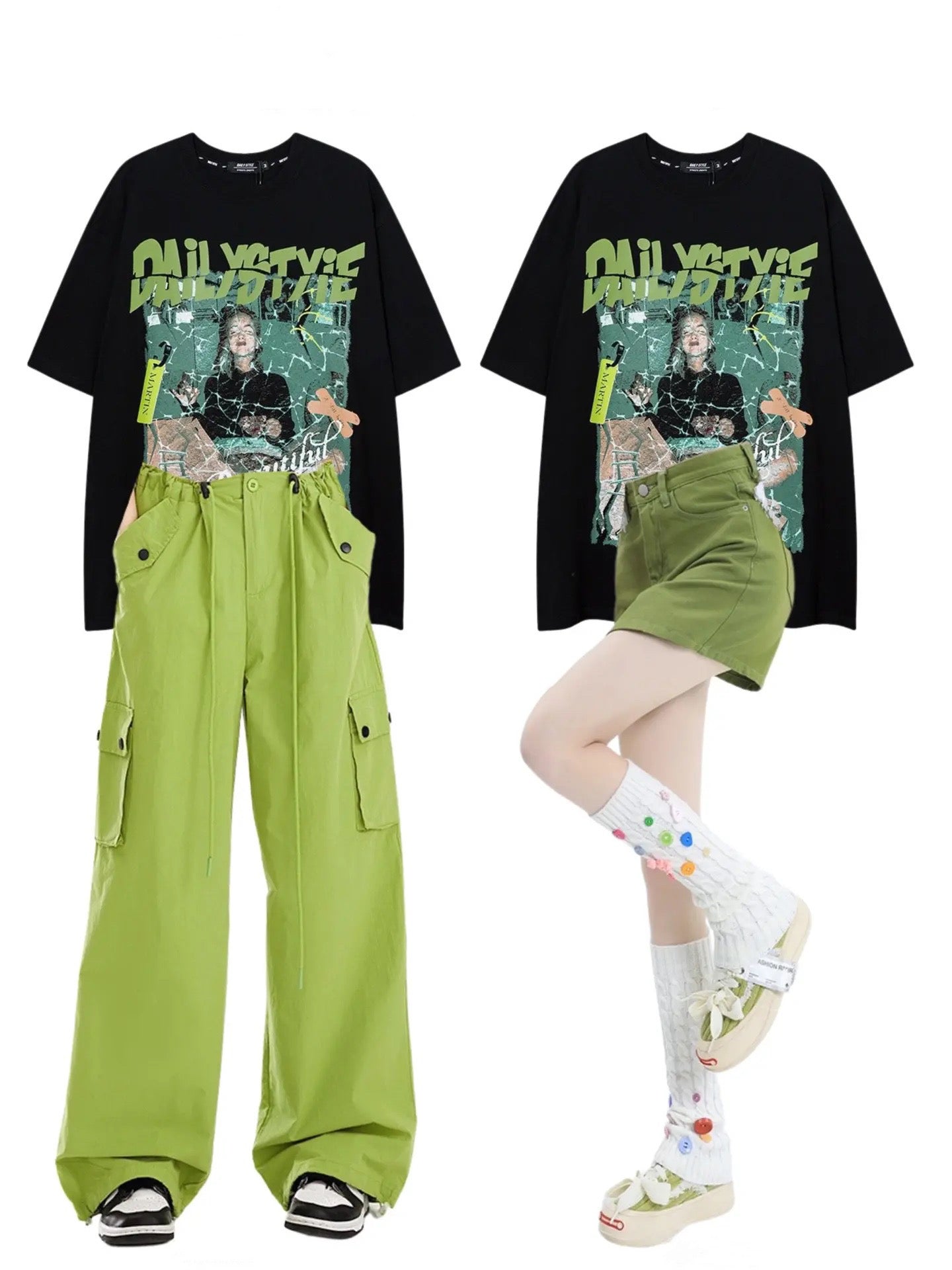 アメリカンハイストリートアビスタイルトレンド5分袖Tシャツvintageビンテージ風半袖Tシャツ 夏薄タイプハイウエストワイドレッグストレートカジュアル速乾アメリカンヴィンテージスウェットパンツ番号ZT295