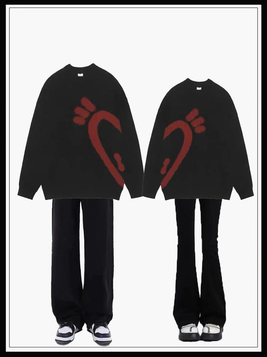 カップル服ハートセーターゆったり韓国風トレンド丸首プルオーバーニット番号ZT372