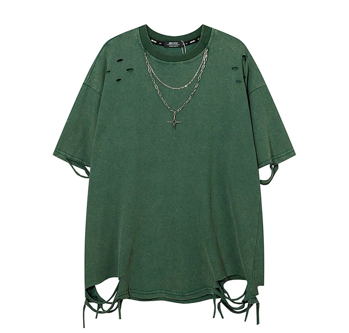 アメリカストリートクロスペンダント穴あきヴィンテージウォッシュ加工古いゆったり半袖Tシャツ男女tee番号ZT368