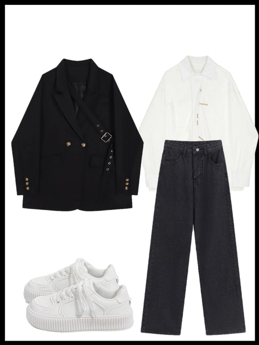 ブラックプチテーラードレディース2023秋服新作オシャレでカジュアルなゆったりテーラードジャケット番号ZT441