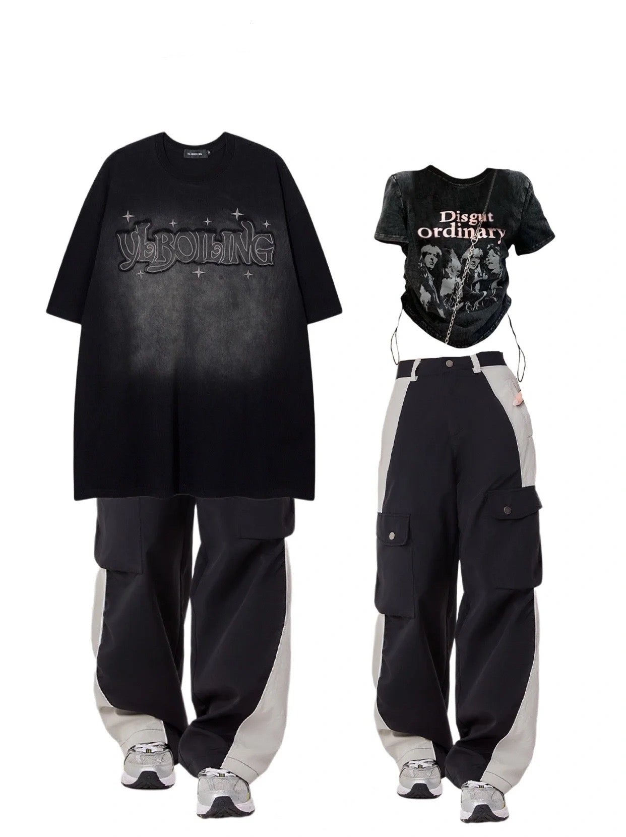 夏のグラデーションプリント刺繍半袖Tシャツカジュアルでコーディネート自在OVERSIZE hiphopワイドレッグアメリカンスウェットパンツ番号ZT118