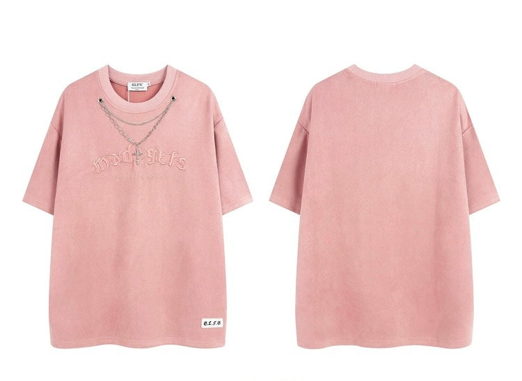 アメリカ式アルファベット刺繍スエードネックレス半袖Tシャツゆったりヒップホップカップル半袖/アメリカンホワイトカーゴパンツ夏2023新作クラシックハイウエスト着痩せストレートワイドパンツ番号ZT429