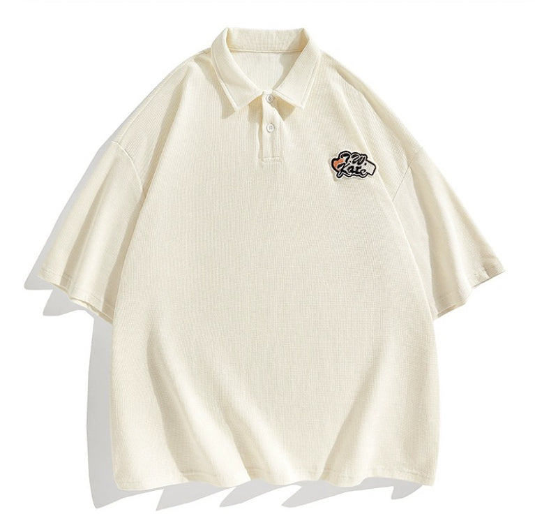 半袖カレッジ風POLOネックTシャツ夏アメリカ風正肩ゆったり上着/2023新作夏カレッジ風ワンピース番号ZT365