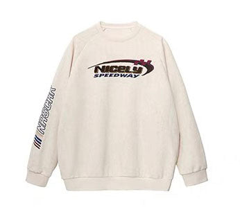 アメリカ復古ファッションブランドの刺繍oversizeラウンドネックパーカー女性春秋2023新作高級感のあるホワイト上着番号ZT587