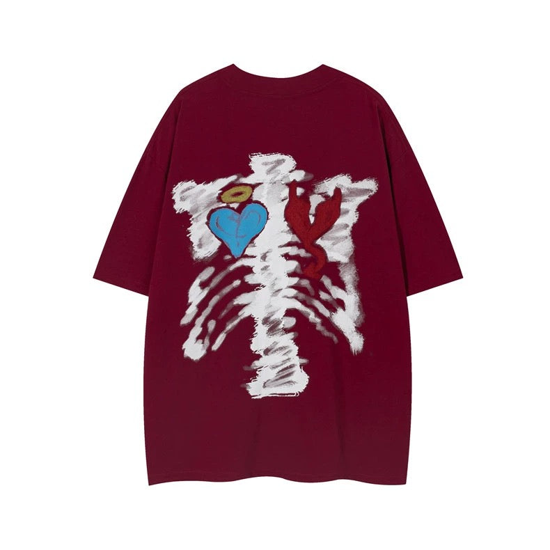 アメリカinsトレンドブランド復古プリントTシャツ女性ゆったりタイプストリートトレンドヒップホップ夏カジュアル学生半袖番号ZT347