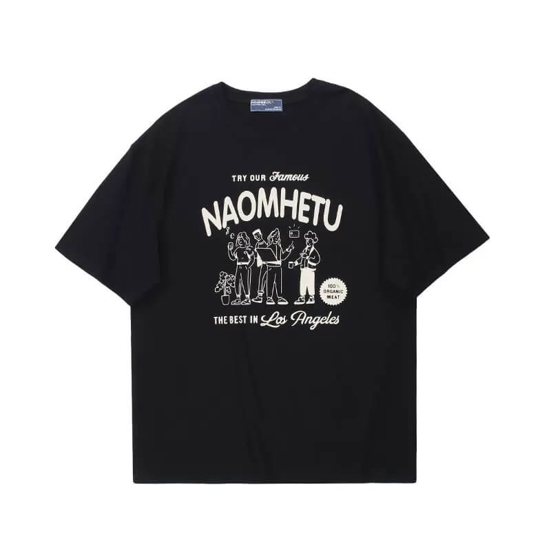 アメリカンヴィンテージプリントTシャツ ユニセックス ゆったり半袖 シンプルカジュアル ストリート系トレンドTシャツ