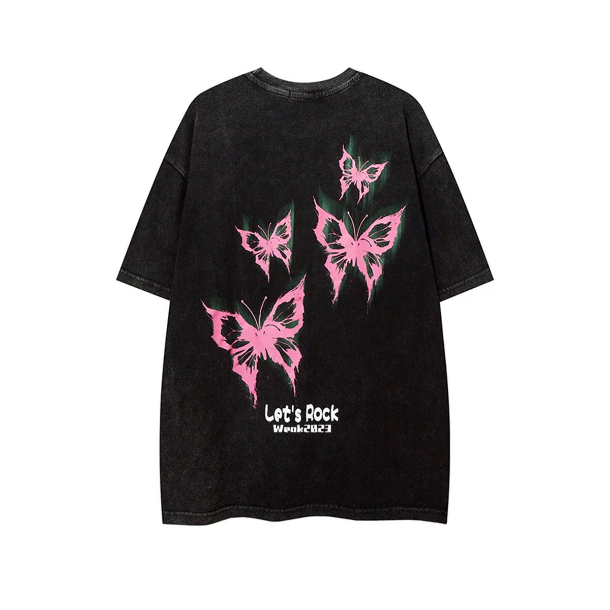 2023夏アメリカ風蝶柄ゆったり半袖Tシャツ/2023夏アメリカ風ビンテージパープルゆったりカーゴジーンズ番号ZT95
