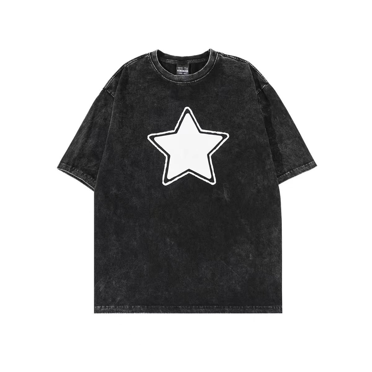 夏米風ビンテージ風五角星プリントカップル半袖Tシャツ番号ZT197