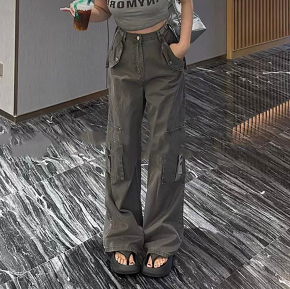 夏米風ビンテージ風カップルゆったり半袖Tシャツ/2023夏新作アメリカ式マルチポケットカーゴカジュアルパンツ番号ZT201
