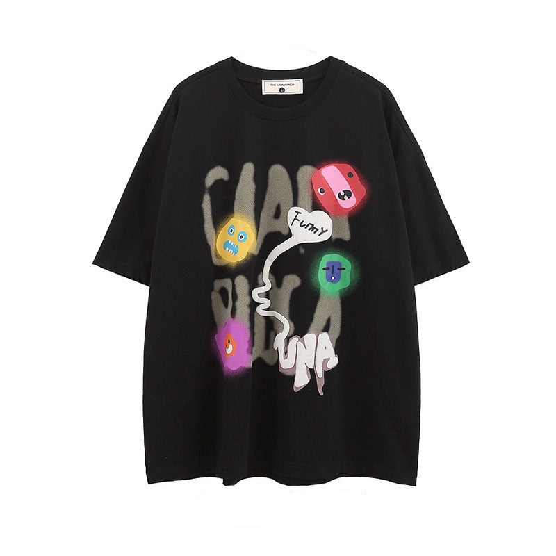 2023夏グラフィティプリントゆったりカジュアルTシャツ番号ZT215