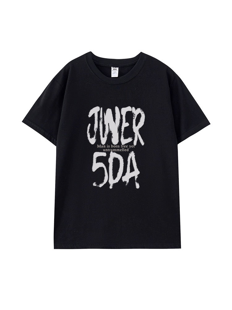 アメリカングラフィティアルファベットプリント半袖Tシャツカップル夏ストリートヒップホップゆったりカップル半袖/ハイウエストデニムミニスカート女性夏新作スリム復古ヒップアップ着痩せa字スカート透け防止キュロット番号ZT352