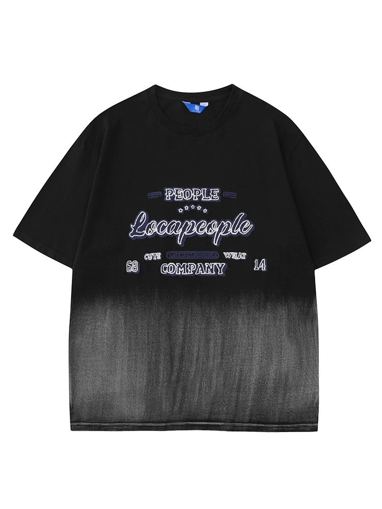 アメリカ風フロッキーグラデーション復古半袖ゆったり夏カップルTシャツ/ノースリーブショートタイプキャミソール女夏insスリムプリント甘辛妹インナー上着番号ZT339