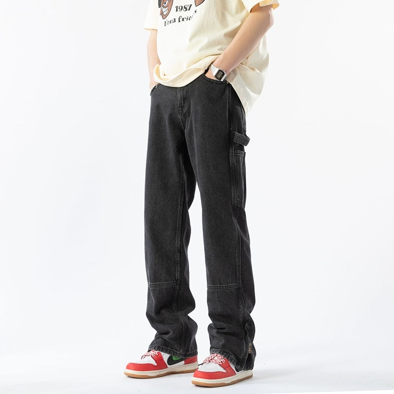 アメリカンヴィンテージストリートスタープリント半袖Tシャツ夏ゆったりカジュアルコーディネート自在Tシャツ/ニッチなデザイン感ジップタイトジーンズアメリカ風ビンテージゆったりストレートハイストリートパンツ番号ZT320