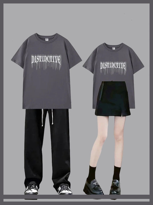 夏流行プリントTシャツ夏純綿復古ゆったりペアルック上着番号ZT353