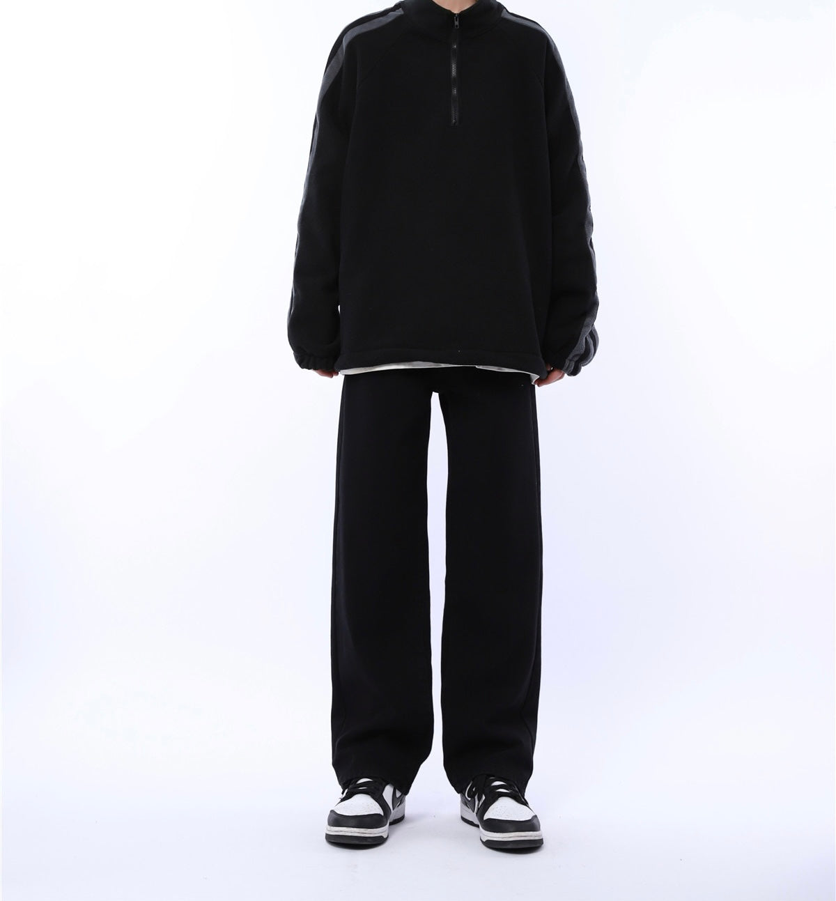 夏欧米ヒップホップゆったりストリートスターアルファベット半袖Tシャツ/黒ゆったりストレートデニムパンツ番号ZT84