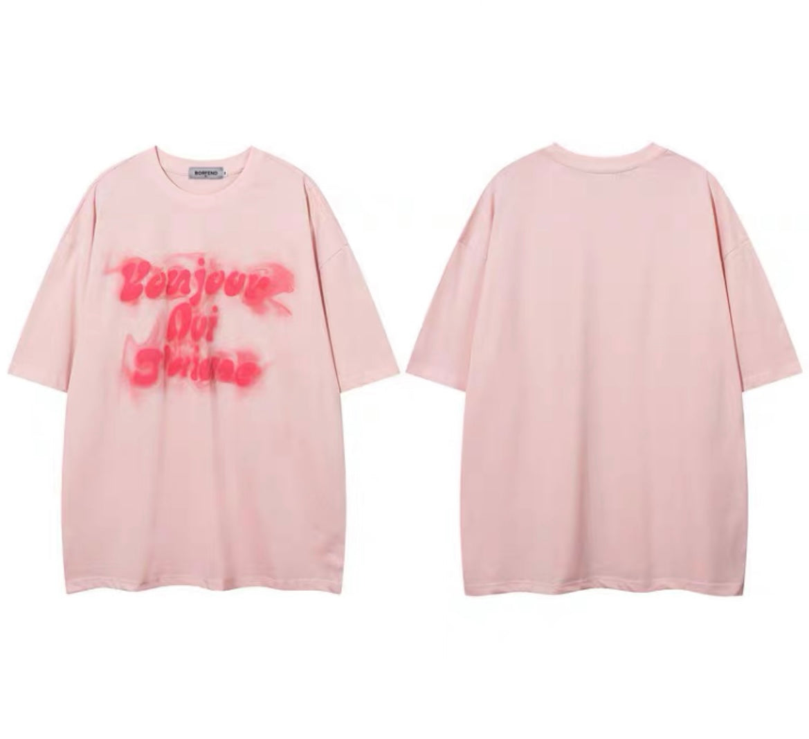 アメリカ式ハイストリート煙霧アルファベット半袖Tシャツ男ゆったり夏ヒップアップカップル上着番号ZT358