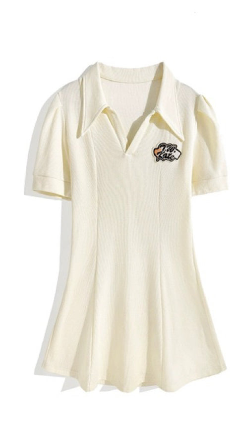 半袖カレッジ風POLOネックTシャツ夏アメリカ風正肩ゆったり上着/2023新作夏カレッジ風ワンピース番号ZT365