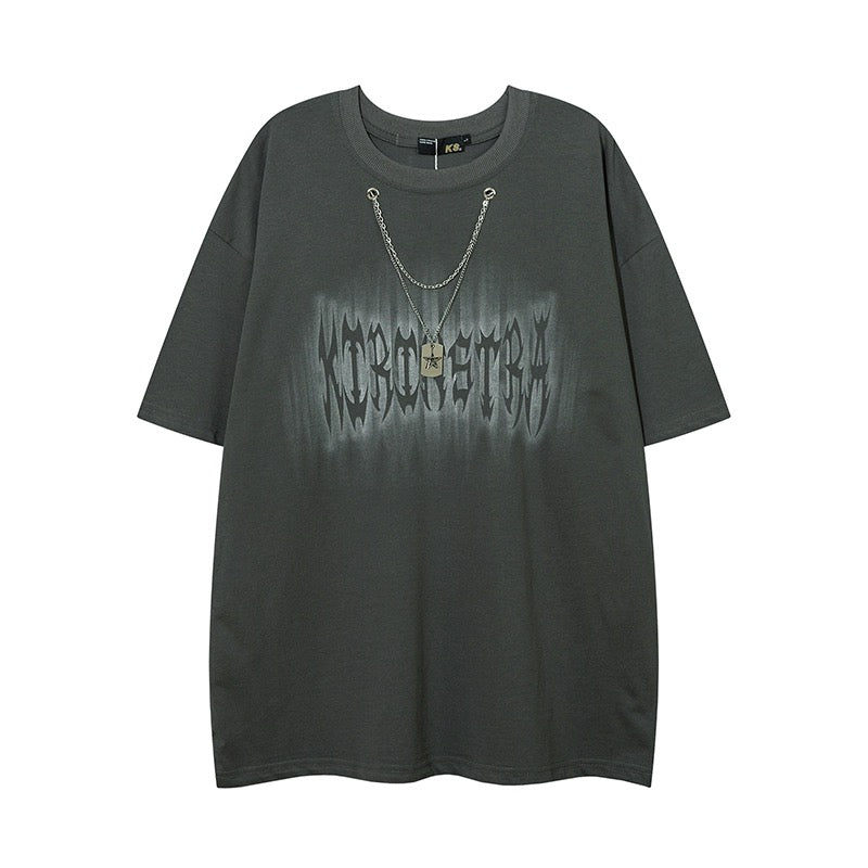 2023復古半袖Tシャツゴシック梵母落書き純綿夏トレンドカップル/2023レトロマイクロフレアパンツレディースデザインハイウエストスリムパンツ番号ZT398