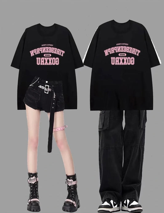 夏欧米甘クール風insトレンドoversize純綿半袖Tシャツ番号ZT233