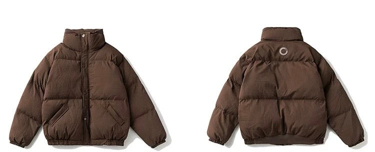 男女兼用スタンドカラー防寒ジャケット - シンプルデザイン防風アウター | 冬のファッション軽量コットンジャケット番号ZT683