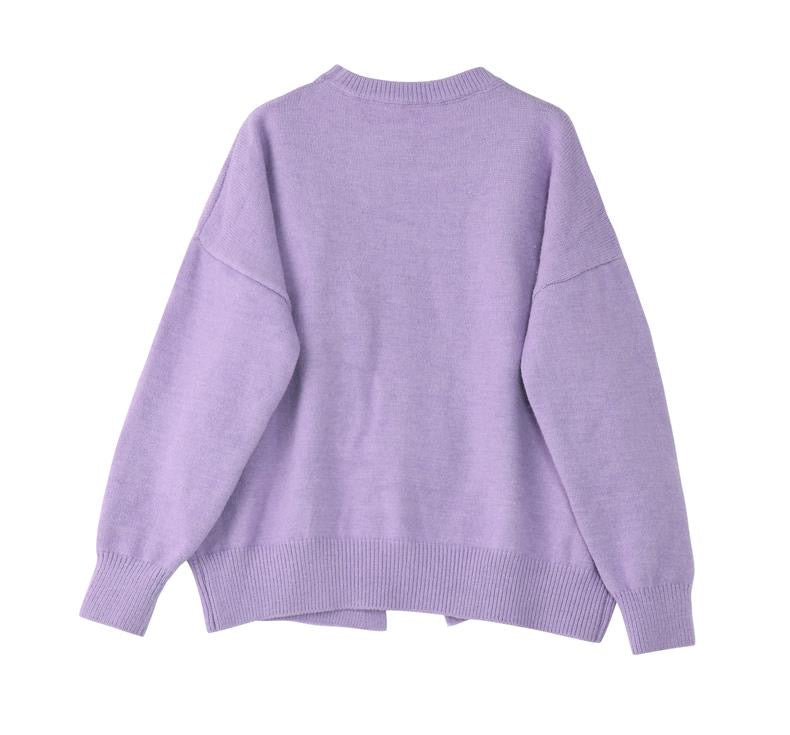 クラシックな日系怠惰風パープルセーター女性秋冬新作バカ売れタイプオシャレでオシャレでゆったりとした上着/ビンテージチェックカジュアルパンツ女性夏ゆったりストレートスリムパンツトレンドストリートロングパンツ番号ZT581