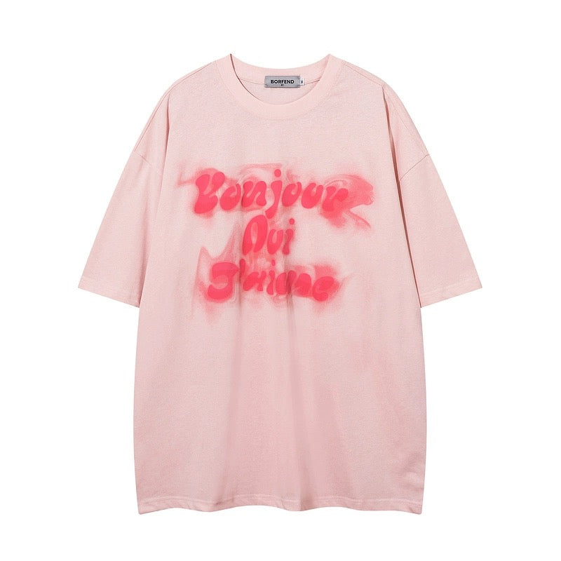 アメリカ式ハイストリート煙霧アルファベット半袖Tシャツ男ゆったり夏ヒップアップカップル上着番号ZT358