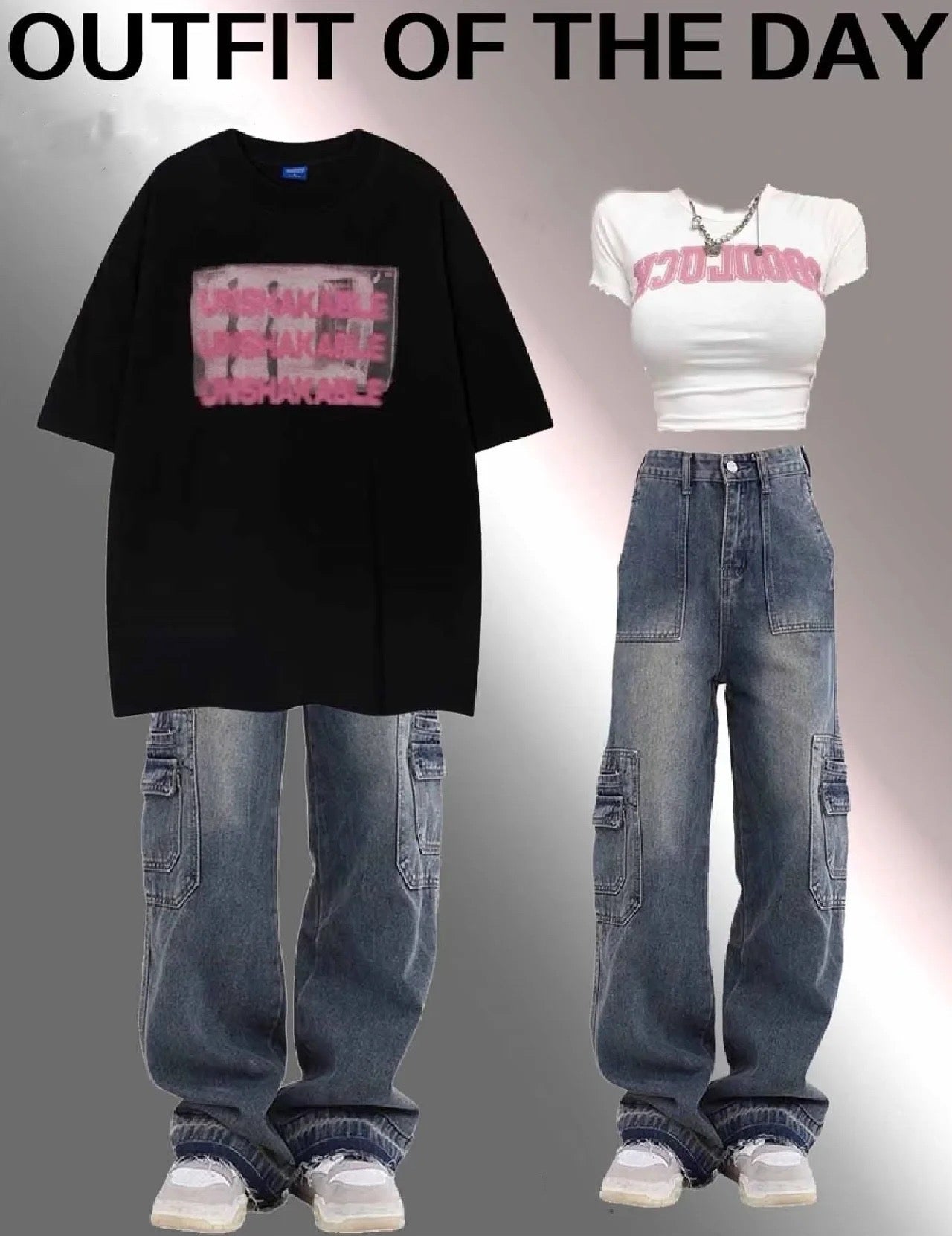 ストリートヒップホップグラフィティプリント半袖Tシャツ 新作ビンテージハイウエストジーンズゆったりストレートハイウエストカーゴパンツ/ 夏ギャル風ショート丈トップス番号ZT67