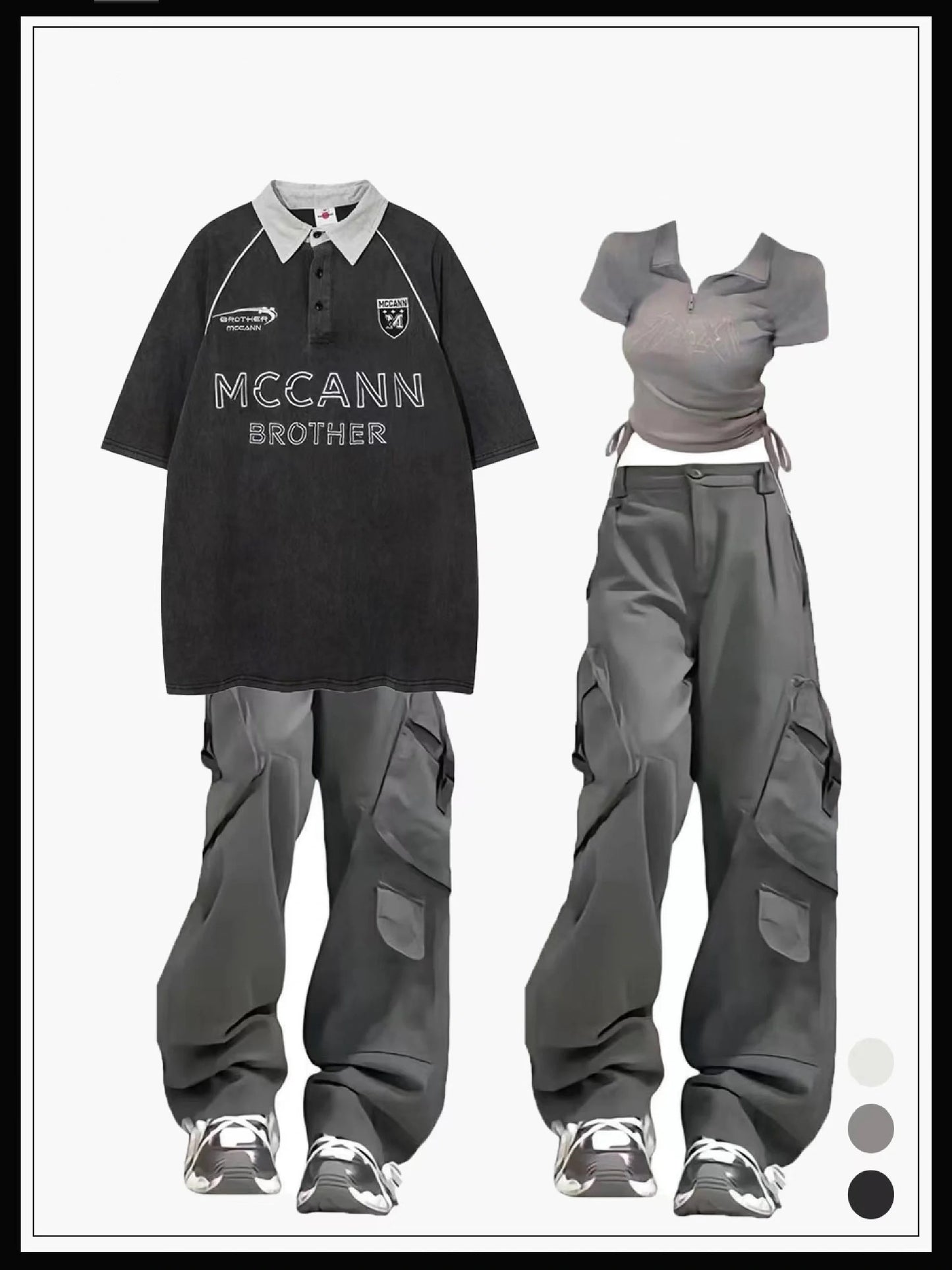 アメリカンクラシックスポーツカジュアル古いTシャツファッションブランドゆったりしたハイストリートpolo襟半袖夏ins/アメリカンクラシックストラップPOLOネックダイヤ半袖夏ギャル正肩痩せ上着番号ZT270