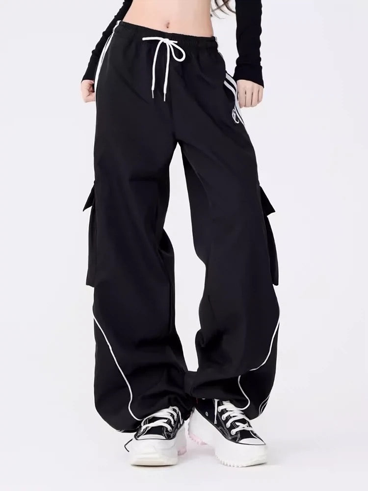 スタイリッシュVネック長袖Tシャツ 女性用スポーツストライプカジュアルトップス/ファッションルーズフィットジョギングパンツ 男女兼用ストライプデザインカジュアルパンツ番号ZT711
