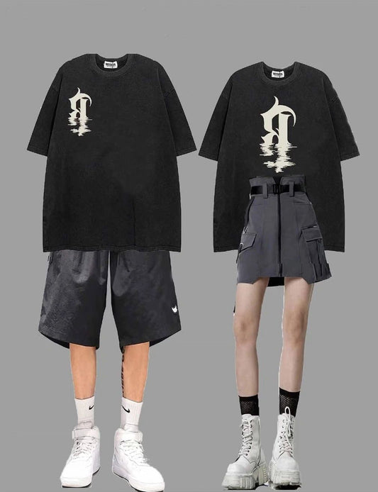 半袖Tシャツ夏の新作オリジナル美ストリートhiphopトレンドブランドゆったりビッグサイズカップル服/カーゴスカートレディース夏ハイウエストエプロンウエストA字スカート番号ZT377