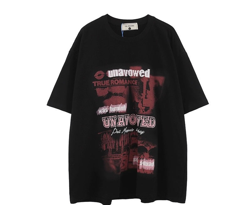 hiphopヒップホップなギャル風肩立て半袖Tシャツ夏の新作アメリカ風レトロなショートタイプおへそを露出して着痩せする上着/2023欧米ハイストリート半袖Tシャツ復古ダーク系oversizeゆったり半袖上着番号ZT400