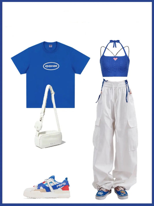 2023夏トレンド半袖ゆったりTシャツ/2023夏スイート風ショートタイプキャミソール番号ZT150