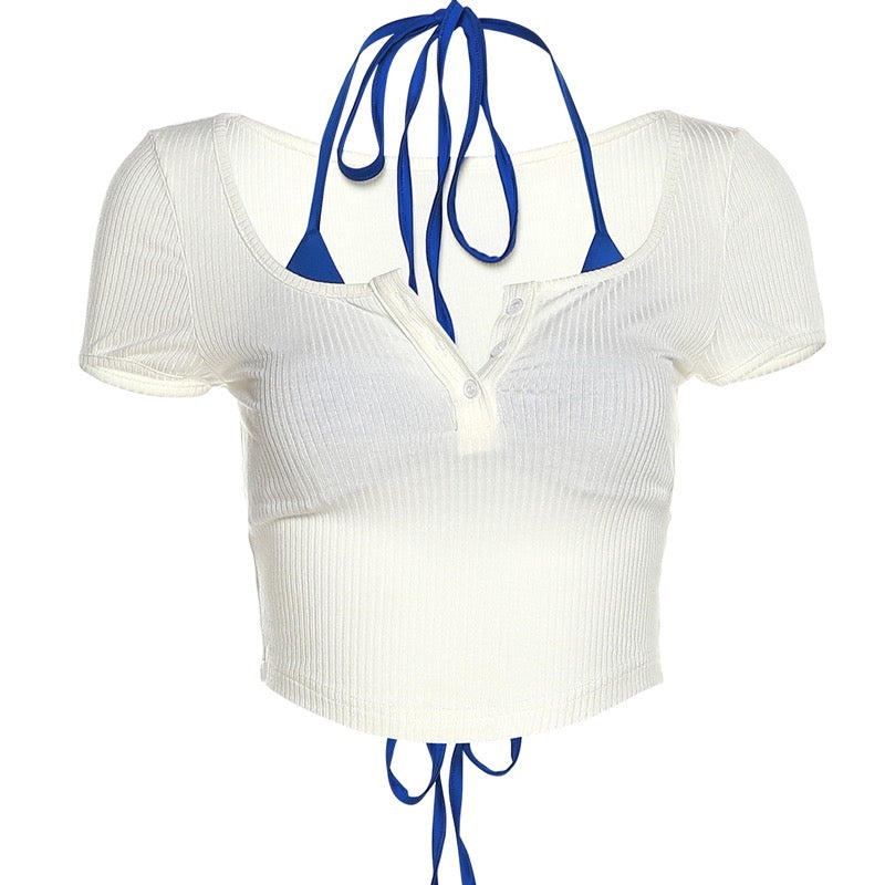 2023夏アメリカ風カップルゆったりTシャツ/2023夏セクシーショートタイプ上着番号ZT162