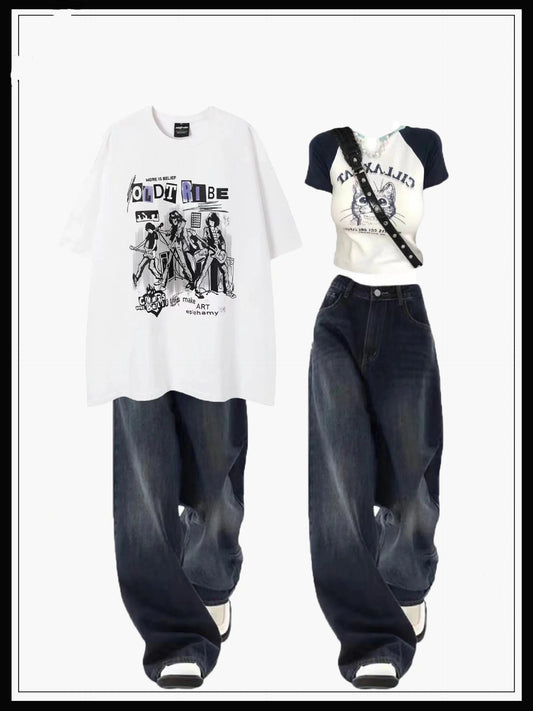 夏アメリカンミックスカラー着痩せショートタイプTシャツ番号ZT287