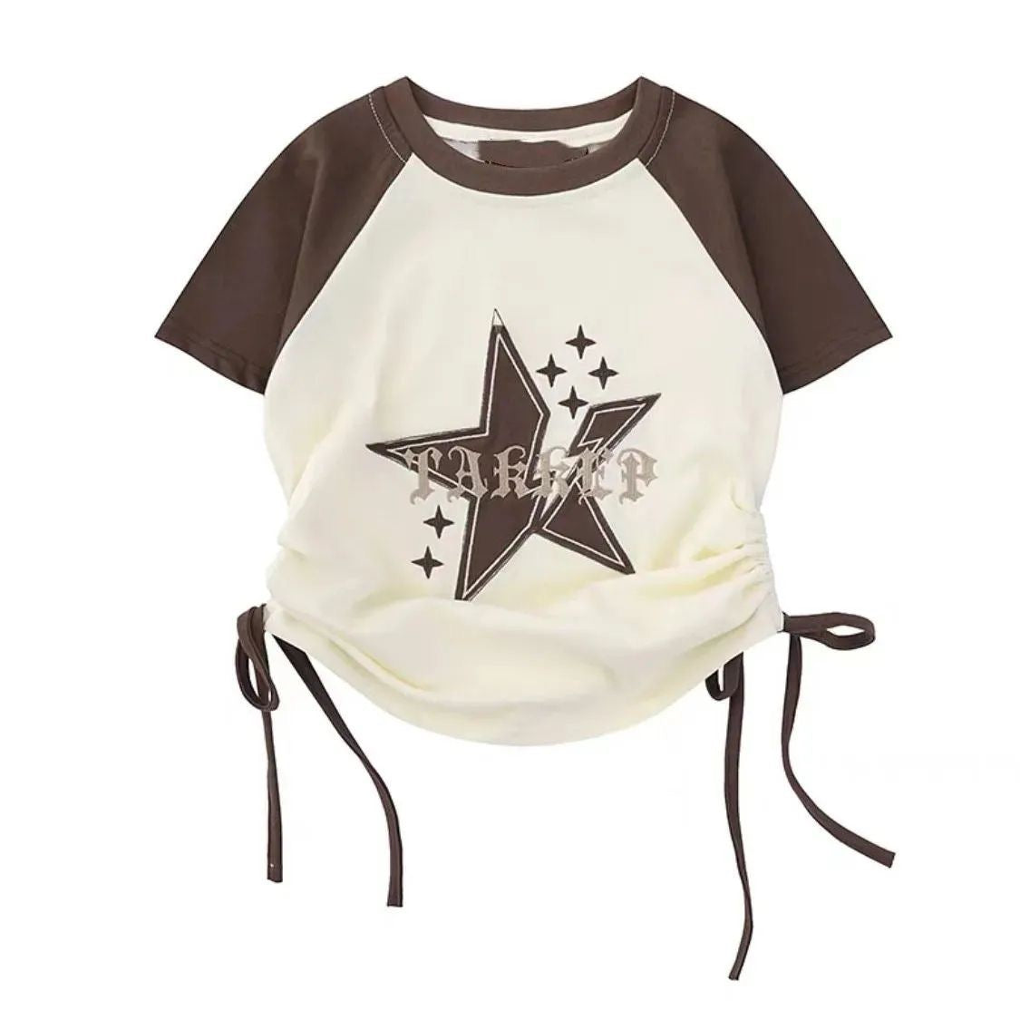 夏米式大サイズギャル風ショートタイプTシャツ/夏ビンテージワイドレッグジーンズ番号ZT125