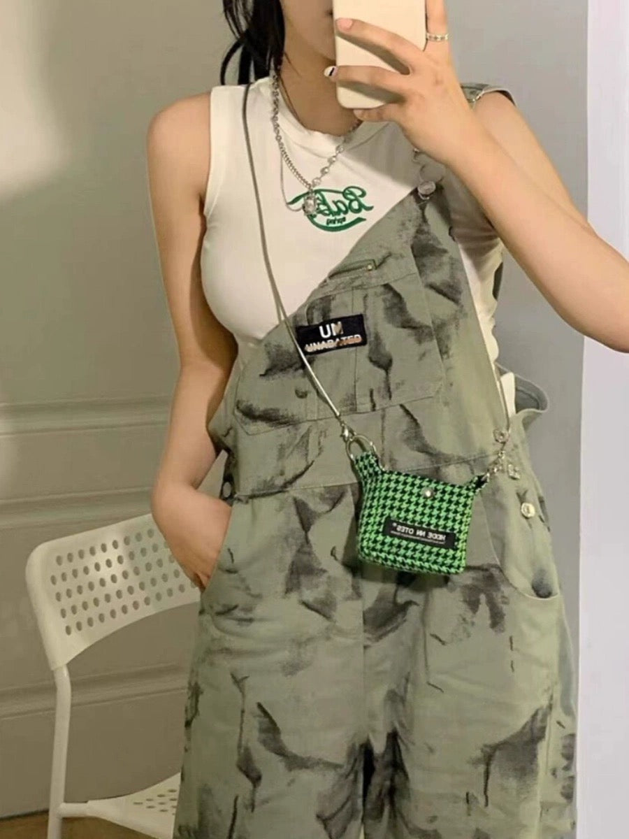 2023夏新作アメリカンアルファベットゆったりカップル半袖Tシャツ/2023夏新作迷彩デニムキャミソールハイウエスト着痩せデザインタイダイ付ワイドパンツ番号ZT247