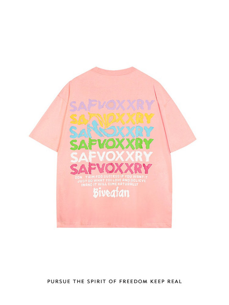 アメリカンストリートグラフィティアルファベットプリントコーディネート自在半袖Tシャツ/2023ホワイトコーデュロイハーフスカート女性活力プリーツスカート/欧米ハイストリートのマイクロスリムデニムロングパンツ番号ZT52