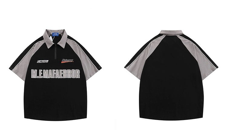 夏アメリカンヴィンテージのクラッシュカラー切り替えカレッジ風半袖カップルTシャツ/夏アメリカ式新スタイルハイストリートhiphopカーゴパンツ番号ZT213